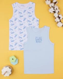 Prenatal Intimo E Calze-Pack 2 Canotte Jersey Bimbo "Dinosauri”