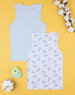Prenatal Intimo E Calze-Pack 2 Canotte Jersey Bimbo "Dinosauri”