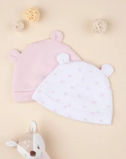 Prenatal Cappellini Cuffiette E Muffole-Pack 2 Cappelli Girl Pink