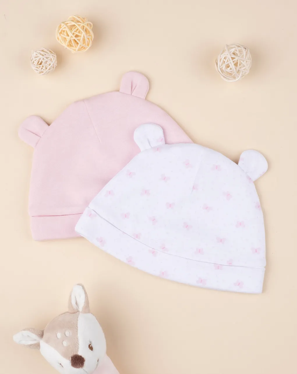 Prenatal Cappellini Cuffiette E Muffole-Pack 2 Cappelli Girl Pink