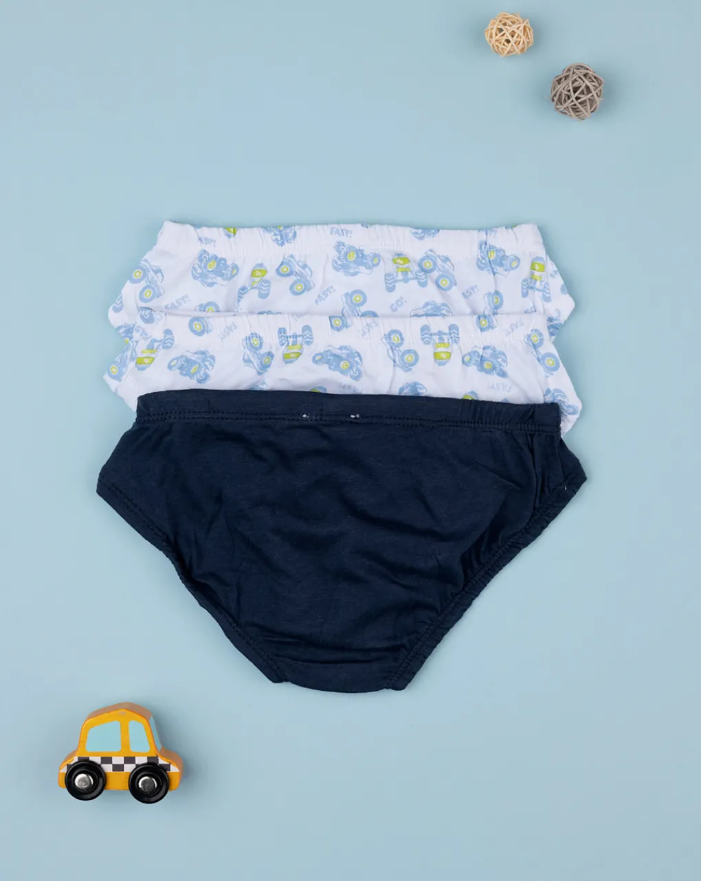 Prenatal Intimo E Calze-Pack 3 Slip Jersey Bimbo Bianco/Grigio