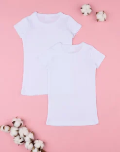 Prenatal Magliette E Camicie-Pack 2 T-Shirt Intime Bambina Manica Corta Con Bordo Croquette