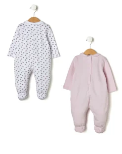Prenatal Abiti Completi E Tutine-Pack 2 Tutine In Interlock Bianco E Rosa