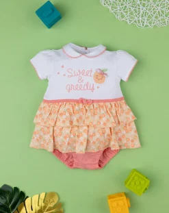 Prenatal Abiti Completi E Tutine-Pagliaccetto Corto Bimba In Jersey Con Balze