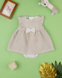 Prenatal Abiti Completi E Tutine-Pagliaccetto Lino Bimba Beige