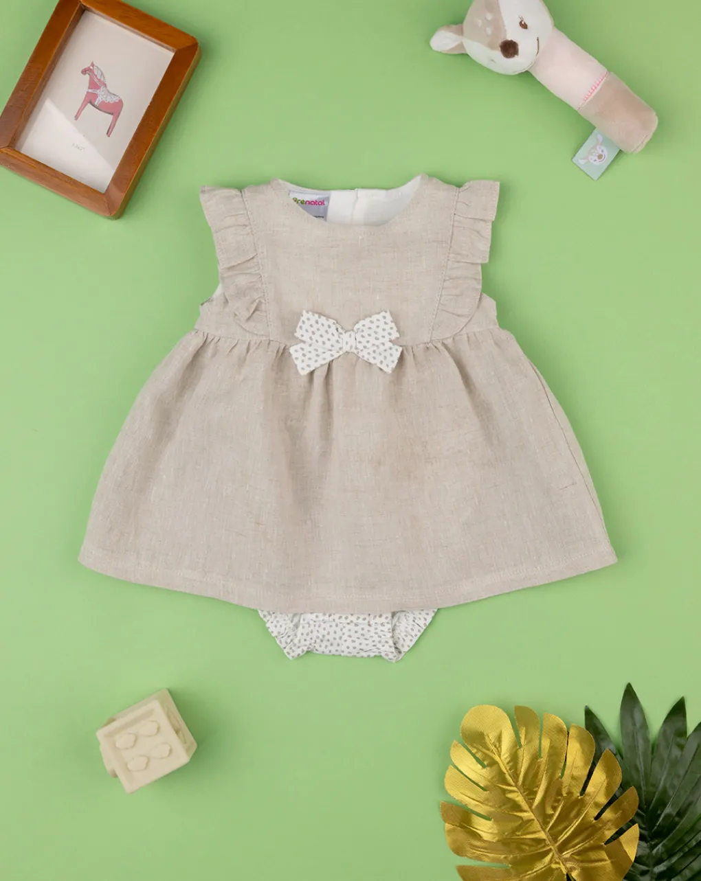 Prenatal Abiti Completi E Tutine-Pagliaccetto Lino Bimba Beige