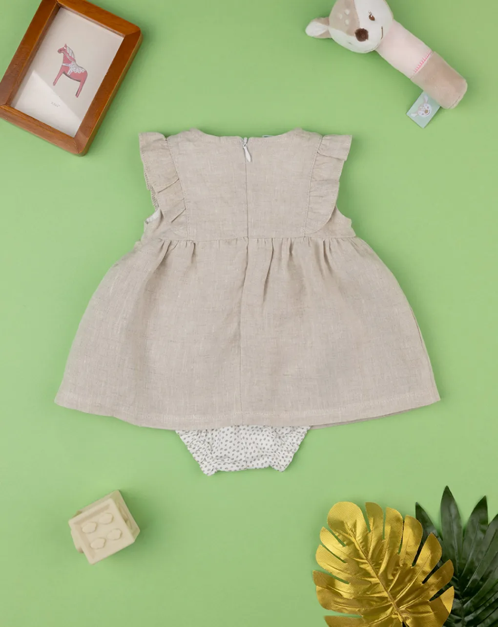 Prenatal Abiti Completi E Tutine-Pagliaccetto Lino Bimba Beige