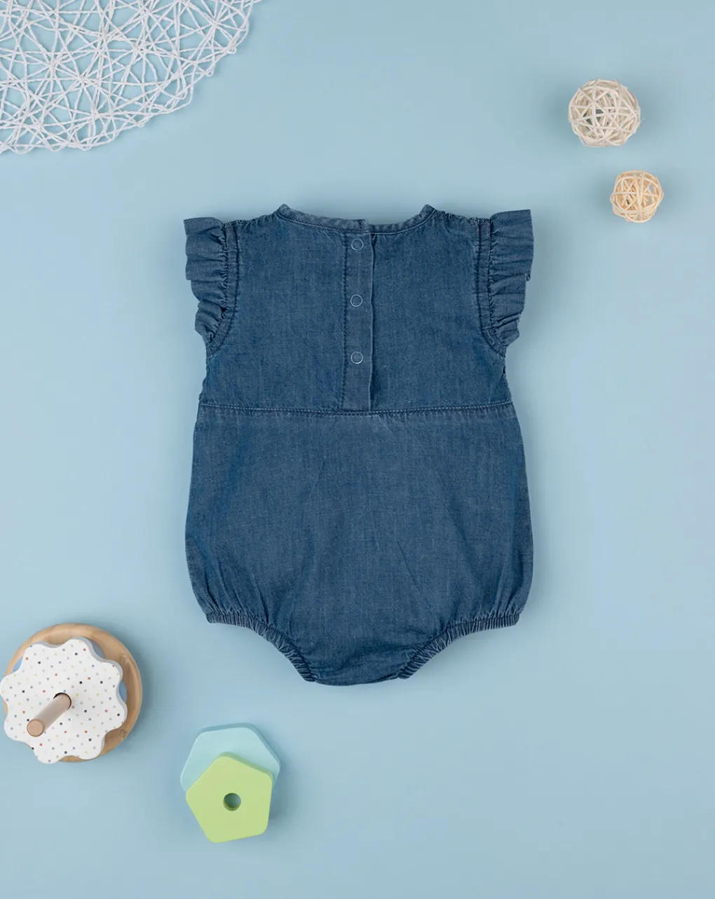 Prenatal Abiti Completi E Tutine-Pagliaccetto Neonata Chambray Con Frill