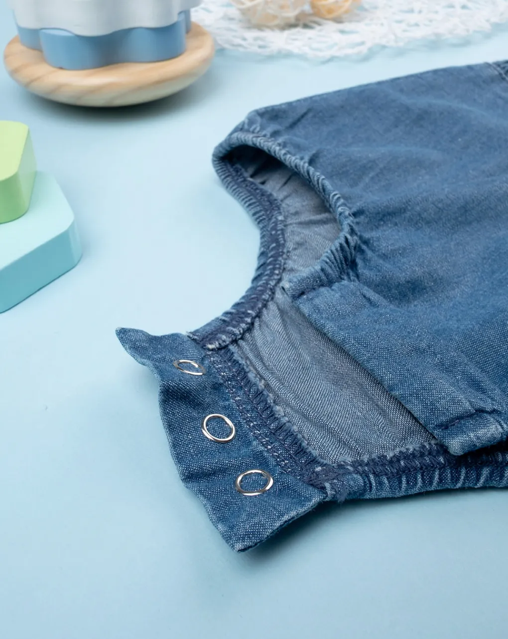 Prenatal Abiti Completi E Tutine-Pagliaccetto Neonata Chambray Con Frill