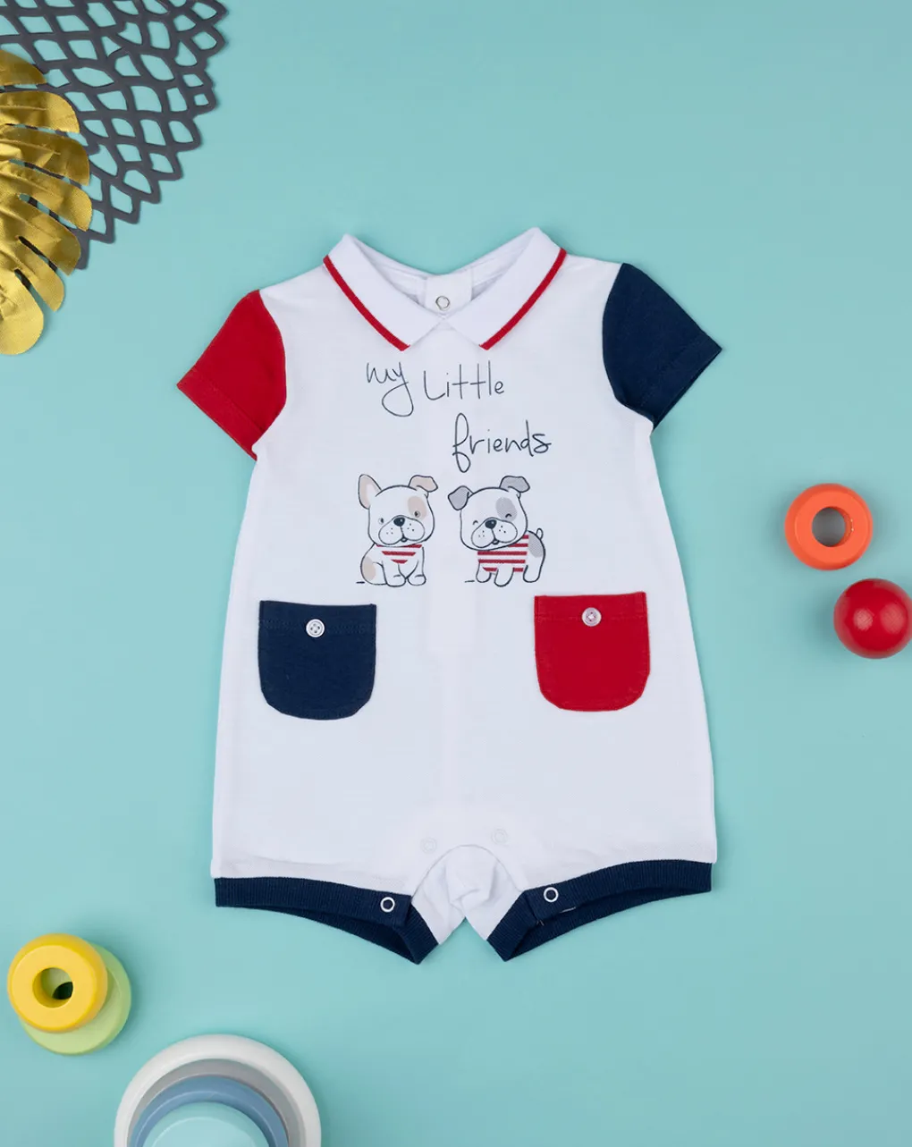 Prenatal Abiti Completi E Tutine-Pagliaccetto Neonato Piquet Con Tasche Colorate