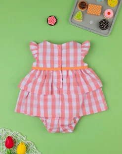 Prenatal Abiti Completi E Tutine-Pagliaccetto Vichy Bimba Bianco/Rosa
