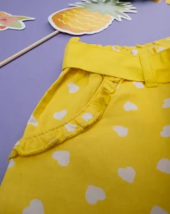 Prenatal Jeans Pantaloni E Salopette-Pantaloncini Gialli Bimba Fantasia Pois