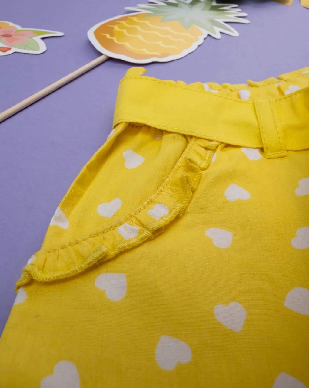 Prenatal Jeans Pantaloni E Salopette-Pantaloncini Gialli Bimba Fantasia Pois