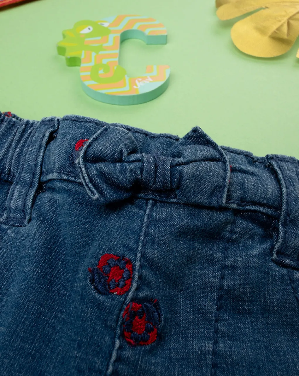 Prenatal Jeans Pantaloni E Salopette-Pantalone Denim Bimba Blu/Rosso