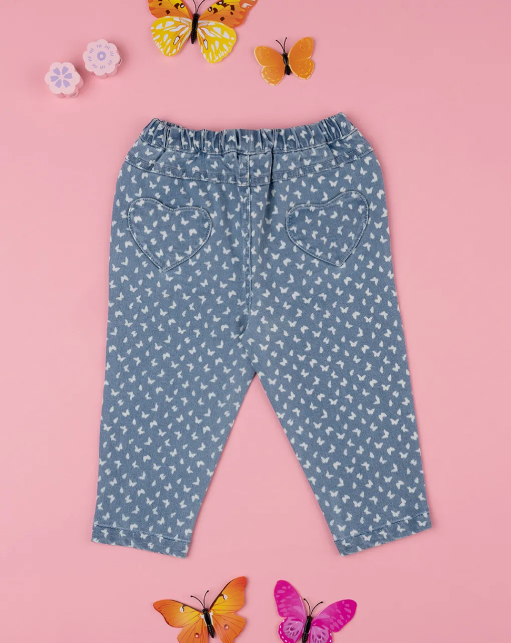 Prenatal Jeans Pantaloni E Salopette-Pantalone Denim Bimba "Farfalle”