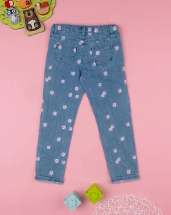 Prenatal Jeans Pantaloni E Salopette-Pantalone Denim Bimba "Fiorellini”