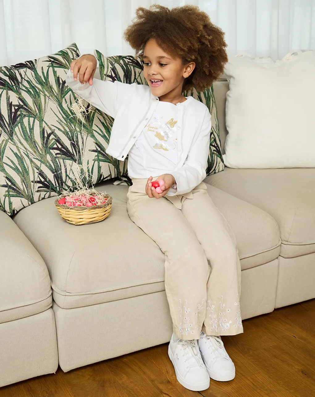 Prenatal Jeans Pantaloni E Salopette-Pantalone Lino Bimba Beige