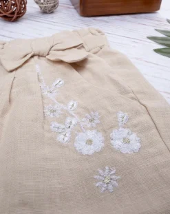 Prenatal Jeans Pantaloni E Salopette-Pantalone Lino Bimba Beige