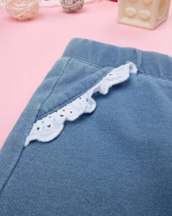 Prenatal Jeans Pantaloni E Salopette-Pantaloni Bambina Knit Denim Con Frill In Sangallo