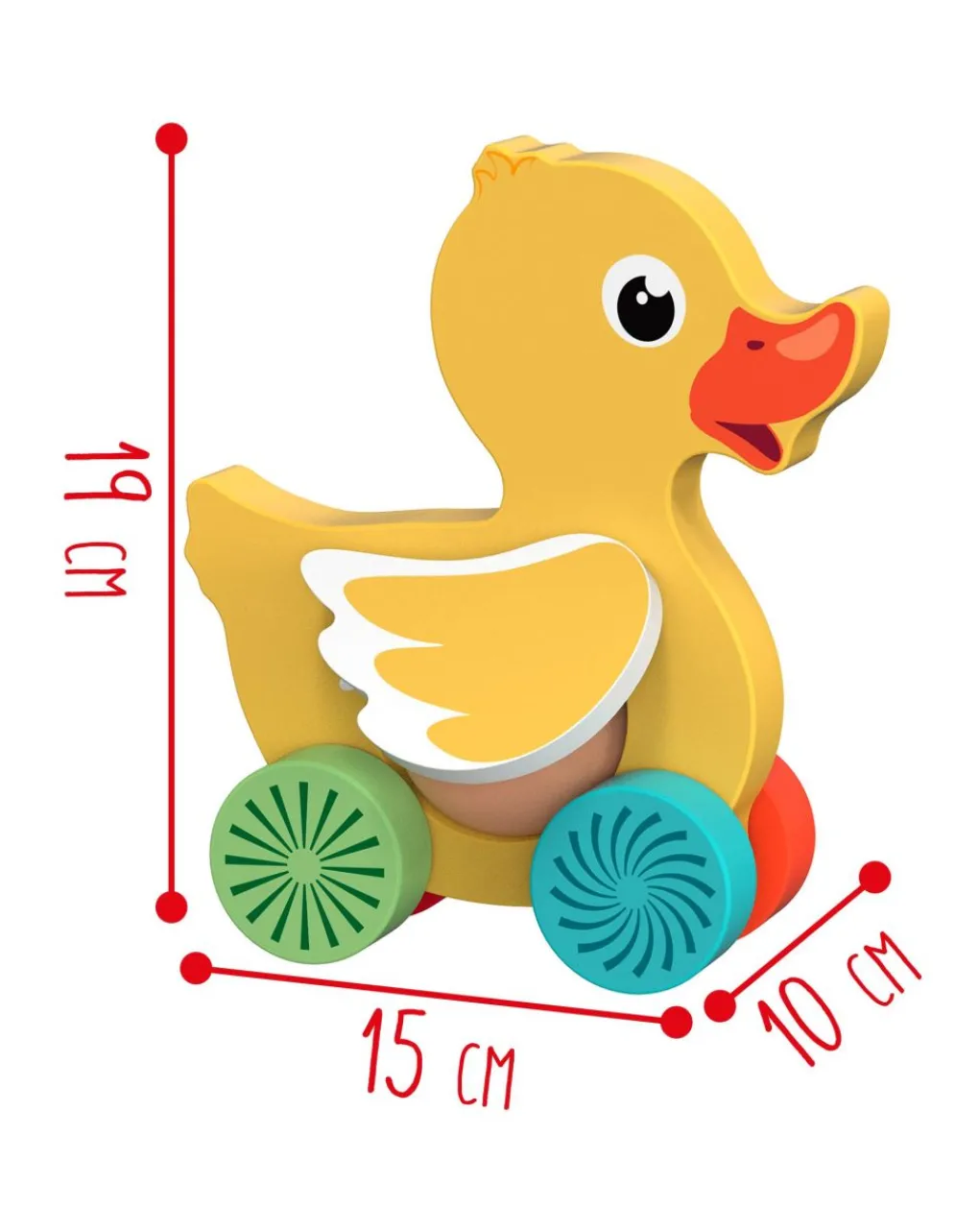 Wood'N'Play Giochi Primi Mesi-Papera Attivita’ Con Ruote - Wood 'N’ Play