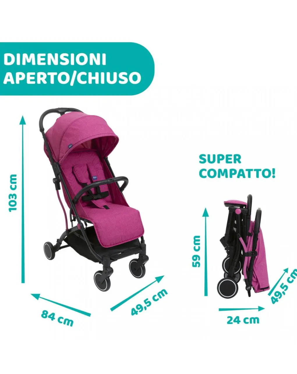 Chicco Passeggini-Passeggino Trolley Me Aurora Pink -