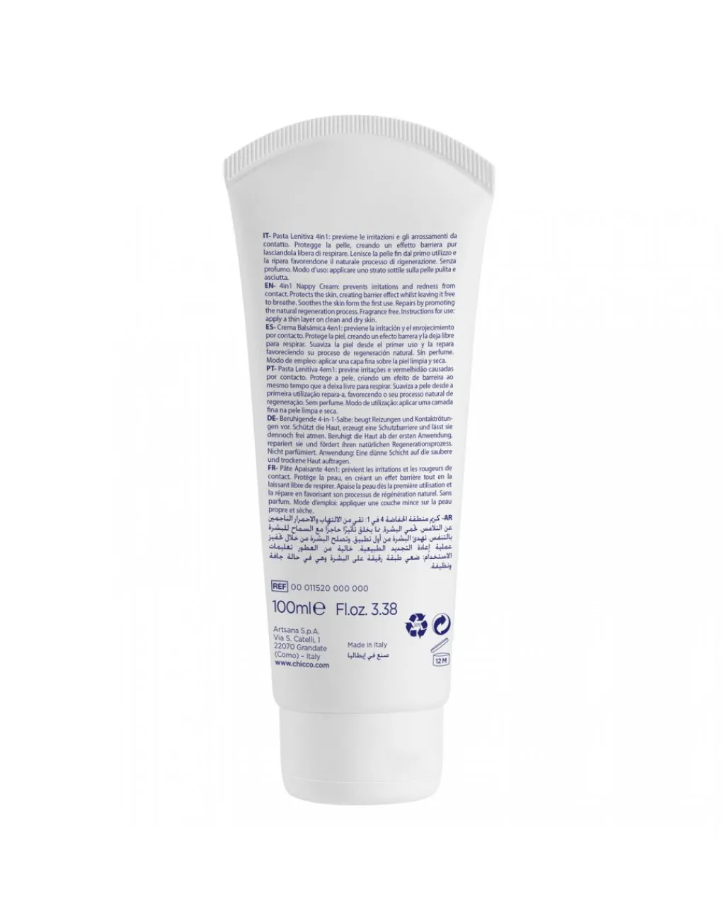 Chicco Pasta E Polvere Cambio-Pasta Lenitiva 4In1 Natural Sensation 100Ml -