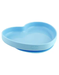 Chicco Piatti E Posate-Piatto Cuore In Silicone Con Ventosa 9M+ Azzurro
