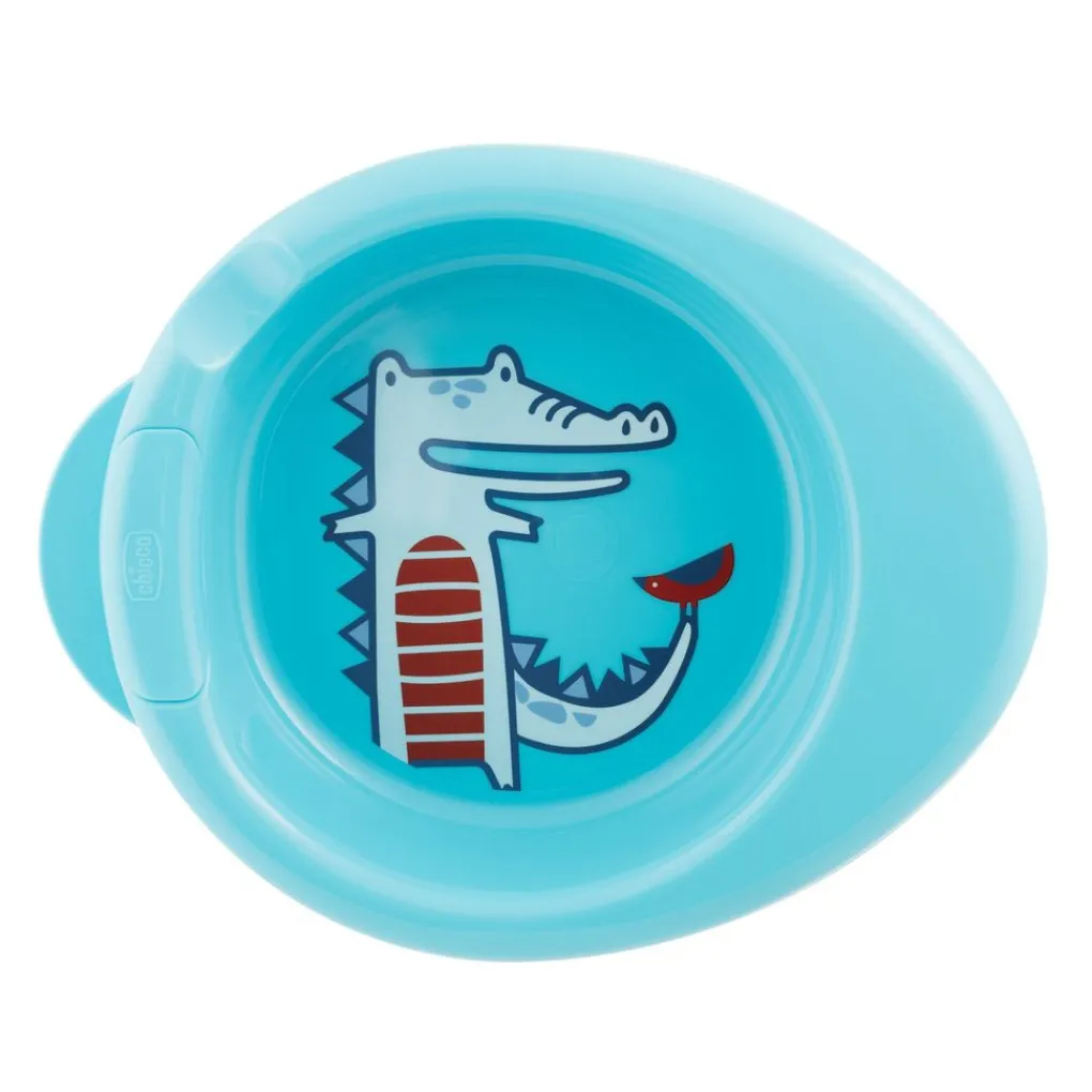 Chicco Piatti E Posate-Piatto Pappa Calda 6M+ Azzurro