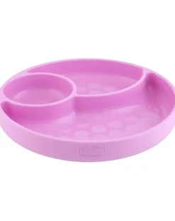 Chicco Piatti E Posate-Piatto Silicone A Scomparti Con Ventosa 12 Mesi + Rosa