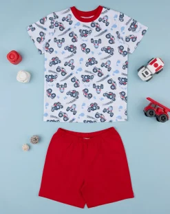 Prenatal Pigiami-Pigiama Jersey Bimbo Bianco/Rosso