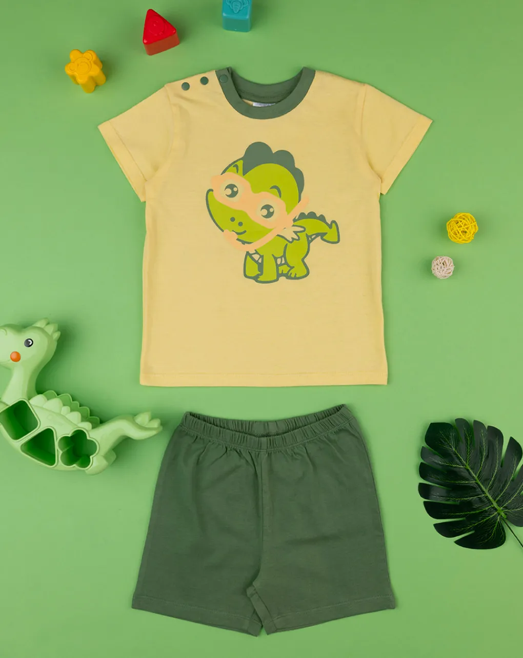Prenatal Pigiami-Pigiama Jersey Bimbo Giallo/Verde