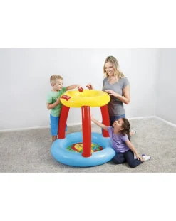 Bestway Piscine Braccioli E Salvagenti-Piscinetta Amici Animali 89X89X84 Cm Struttura Con Tettuccio Interattivo. Include 15 Palline Colorate -