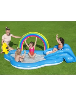 Bestway Piscine Braccioli E Salvagenti-Play Center Arcobaleno 257X145X91 Cm Con Scivolo E Spruzzatore A Forma Di Sole -