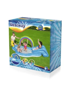 Bestway Piscine Braccioli E Salvagenti-Play Center Arcobaleno 257X145X91 Cm Con Scivolo E Spruzzatore A Forma Di Sole -