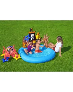 Bestway Piscine Braccioli E Salvagenti-Play Center Nave Pirati 140X130X104 Cm Con Polpo E Accessori Gonfiabili -
