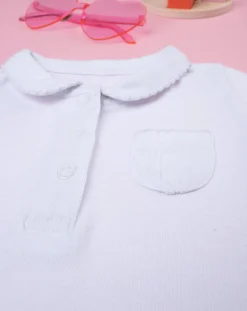 Prenatal Magliette Camicie E Body-Polo Bambina Bianca Maniche Lunghe Con Taschina
