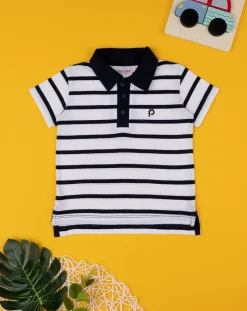 Prenatal Magliette Camicie E Body-Polo Bimbo Rigata Bianco Blu