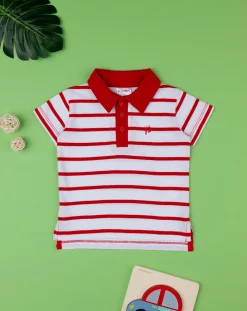 Prenatal Magliette Camicie E Body-Polo Bimbo Rigata Rossa