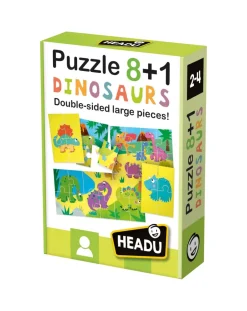 Headu Puzzle Per Bambini-Puzzle 8+1 Dinosaurs. Grandi Pezzi Double-Face 2/4 Anni -