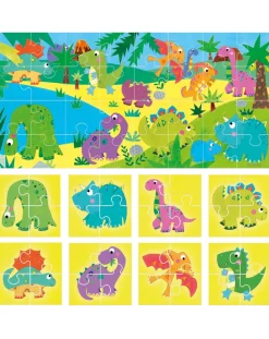 Headu Puzzle Per Bambini-Puzzle 8+1 Dinosaurs. Grandi Pezzi Double-Face 2/4 Anni -