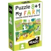 Headu Puzzle Per Bambini-Puzzle 8+1 Farm. Grandi Pezzi Double-Face 2/4 Anni -