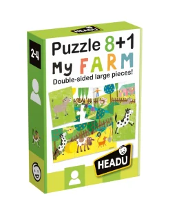 Headu Puzzle Per Bambini-Puzzle 8+1 Farm. Grandi Pezzi Double-Face 2/4 Anni -