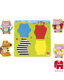 Goula Puzzle Per Bambini-Puzzle In Legno Con Pomello I 3 Porcellini -