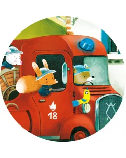 Djeco Puzzle Per Bambini-Puzzle Sagomato 16 Tessere The Fire Truck -