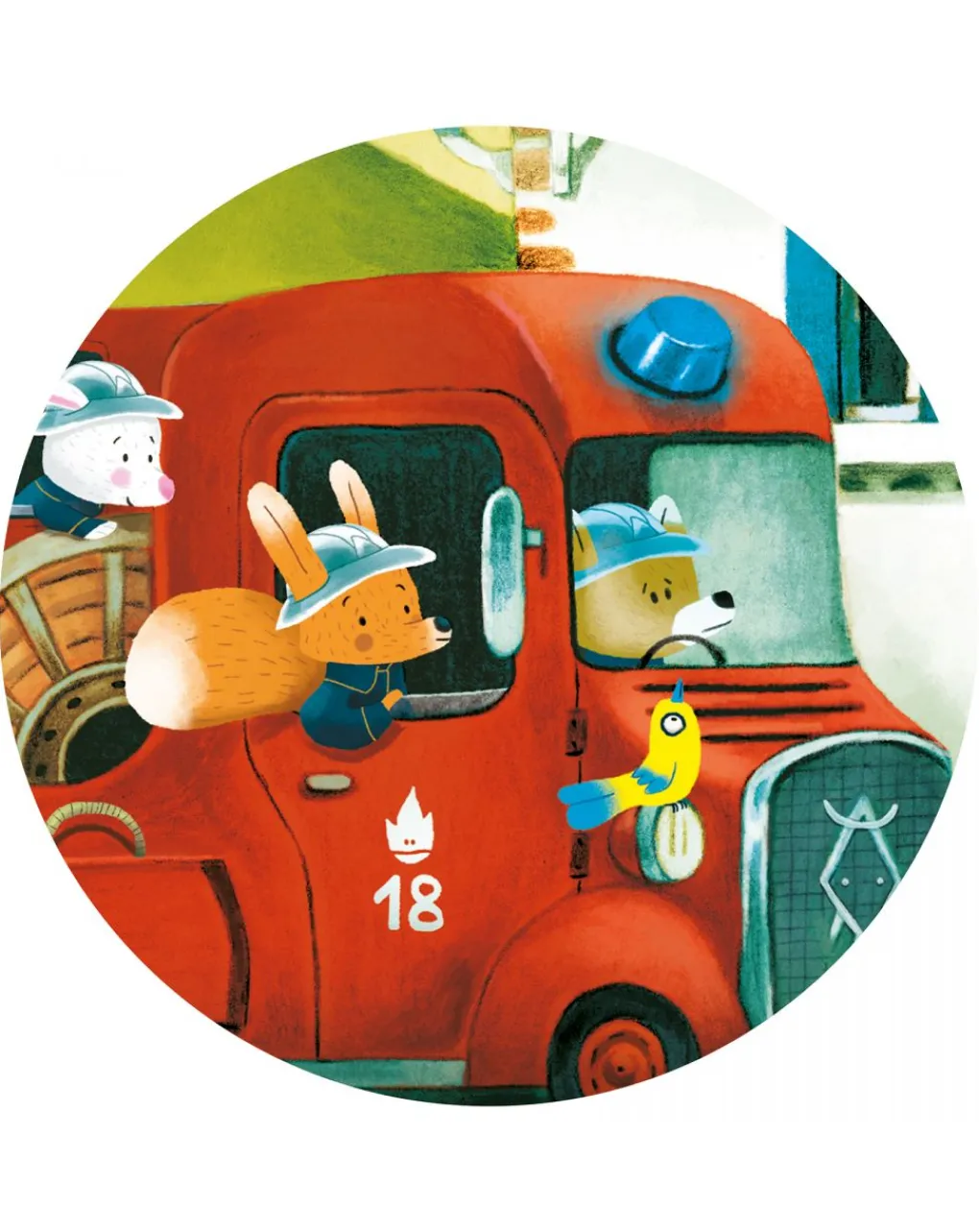 Djeco Puzzle Per Bambini-Puzzle Sagomato 16 Tessere The Fire Truck -