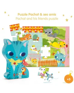 Djeco Puzzle Per Bambini-Puzzle Sagomato 24 Tessere Pachat And His Friends -