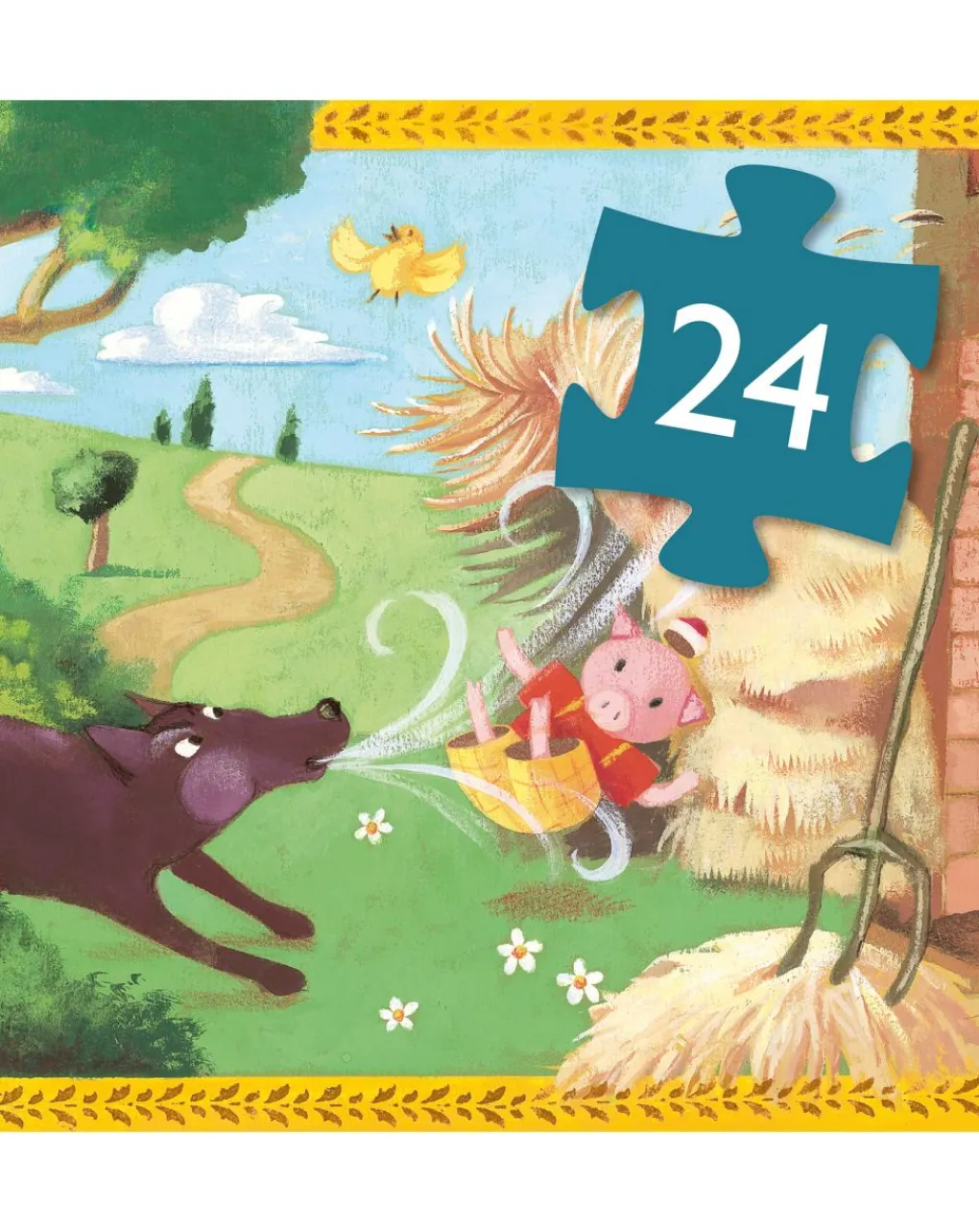 Djeco Puzzle Per Bambini-Puzzle Sagomato 24 Tessere The 3 Little Pigs -