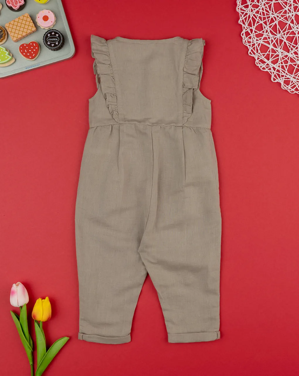 Prenatal Jeans Pantaloni E Salopette-Salopette Lino Bimba Marrone