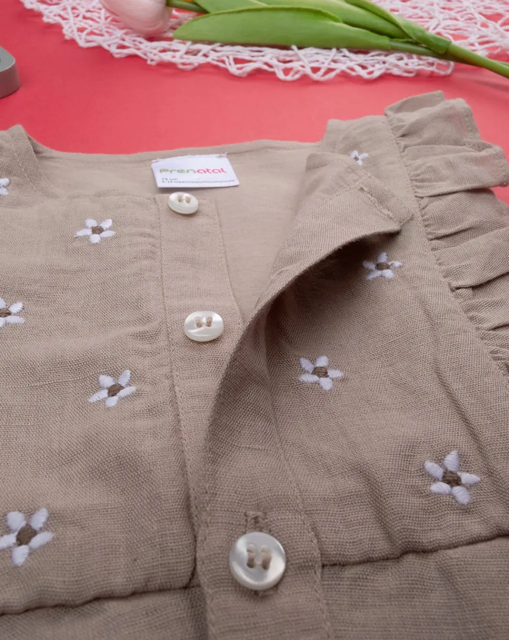Prenatal Jeans Pantaloni E Salopette-Salopette Lino Bimba Marrone