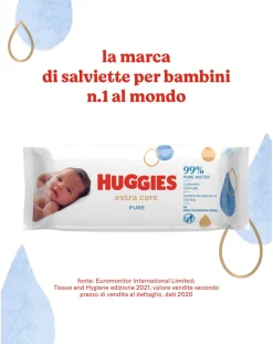 The Pee & The Poo Salviettine E Traversine-Salviettine Huggies Pure Extra Care - 56 Pezzi